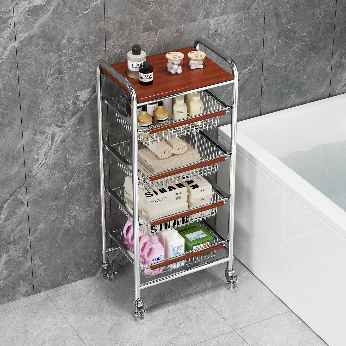 a生中古浴室置物架可移动小推车