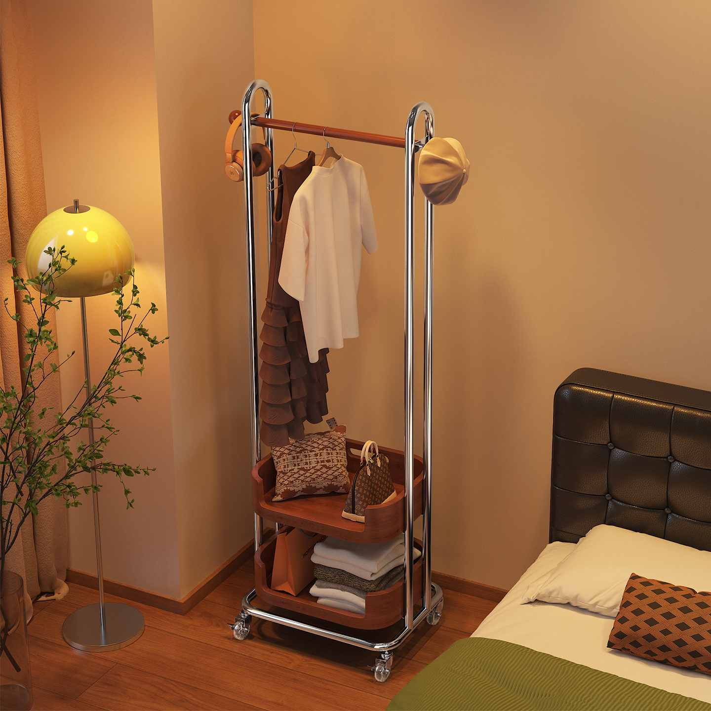 a生晚上衣帽架卧室挂衣架置物架