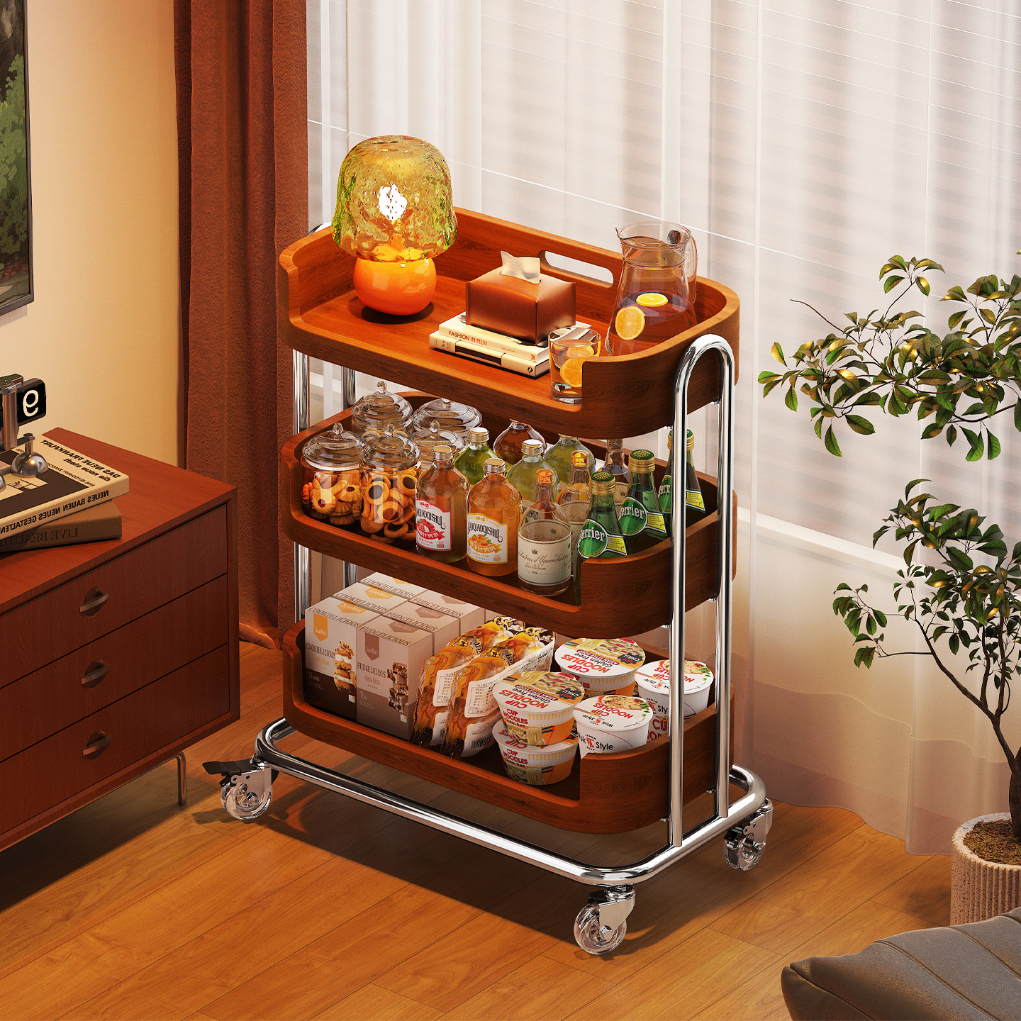 小推车零食置物架落地多层高颜值家用可移动客厅饮料收纳储物柜子,住宅家具,角几/边几,淘宝优惠券,粉丝福利购,淘宝优惠卷