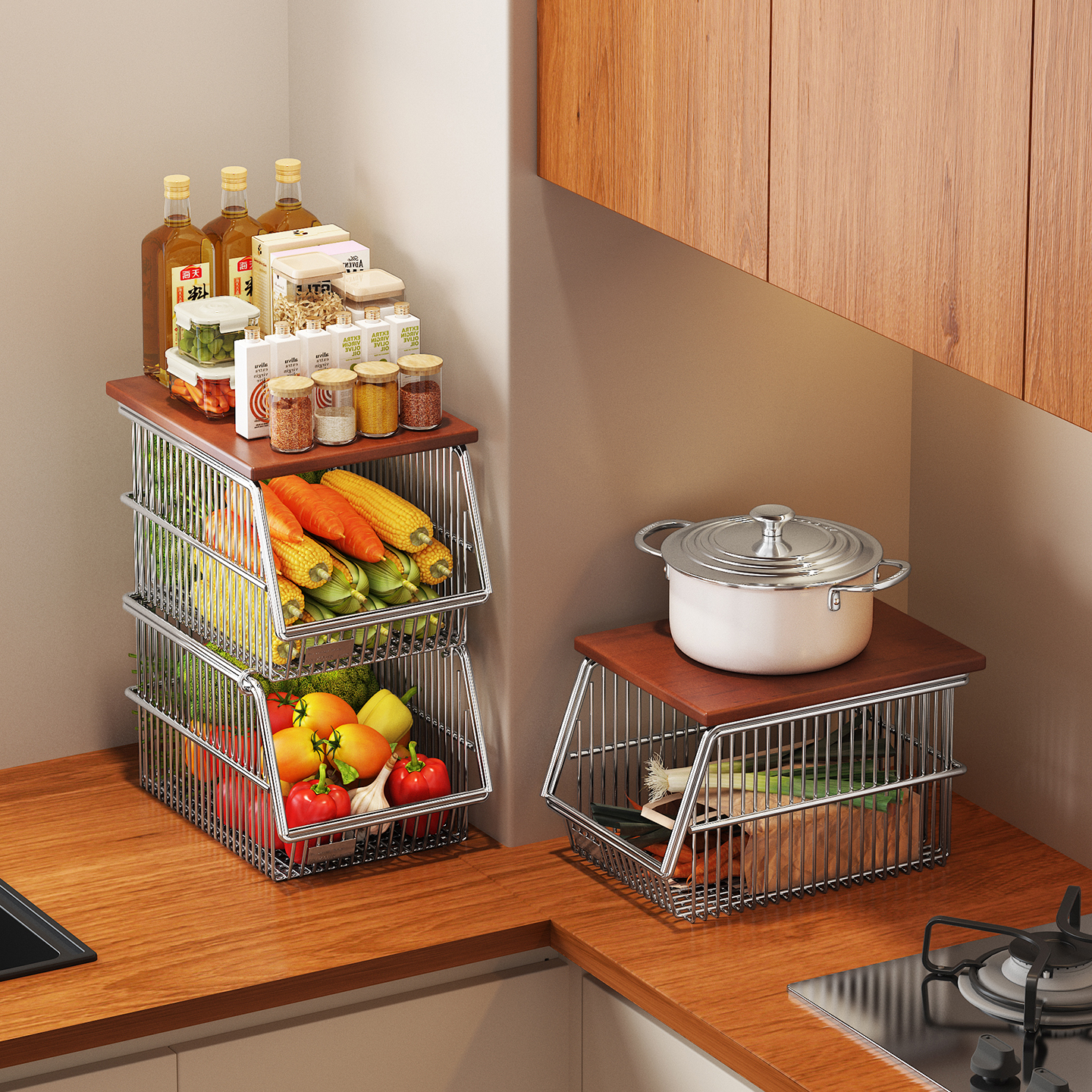 a生厨房不锈钢免打孔果蔬收纳筐