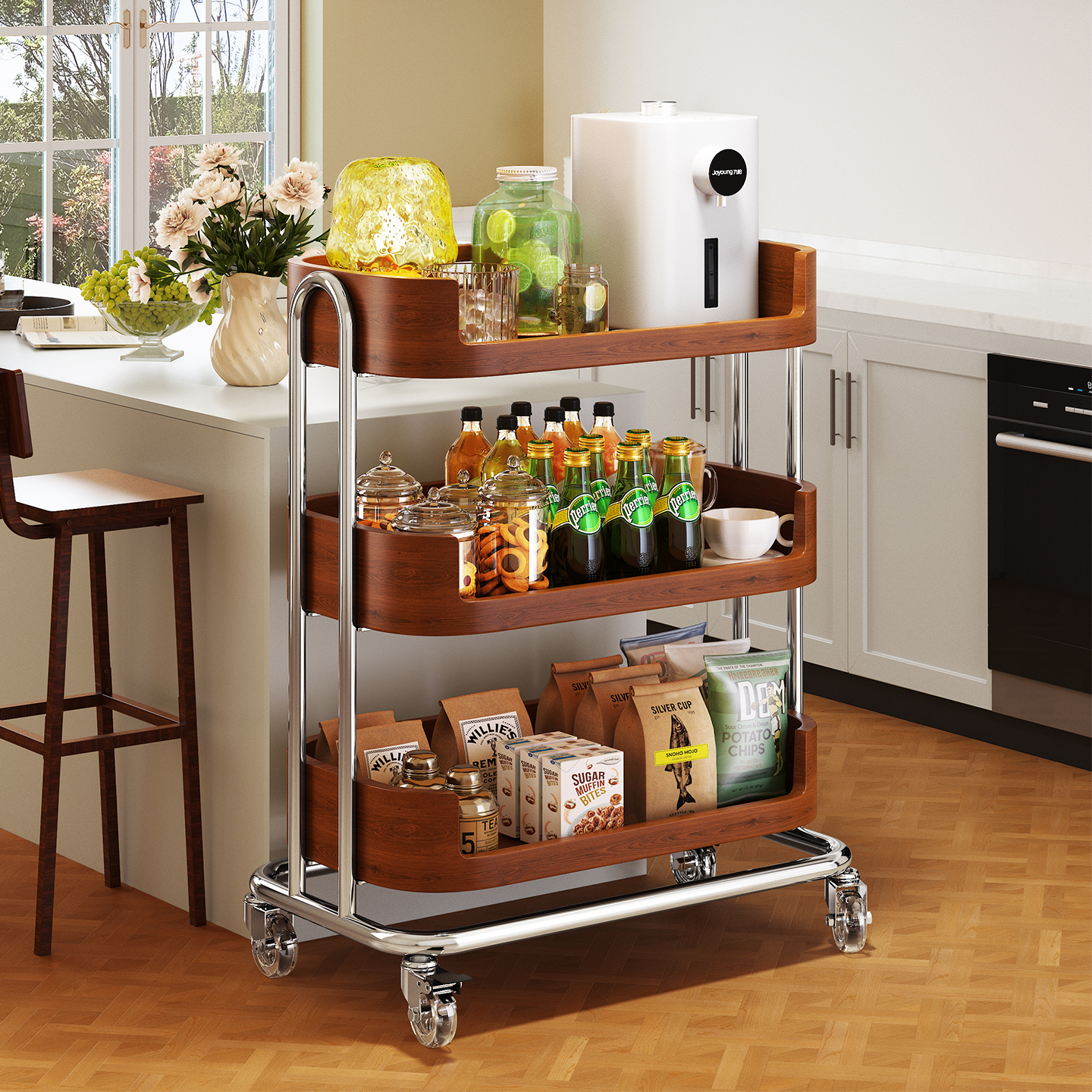 a生可移动客厅零食收纳小推车子