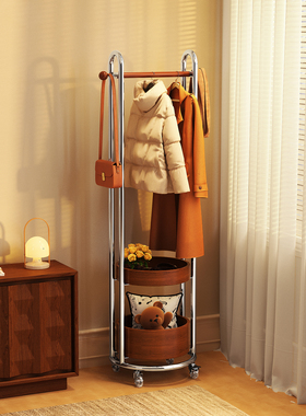 落地衣帽架卧室客厅多功能挂衣架带轮移动次净衣收纳架简易晾衣架