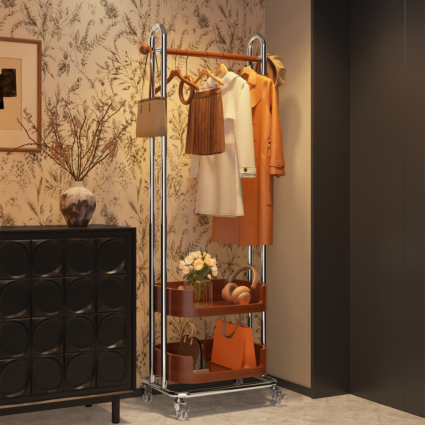a生移动衣架落地小型转角衣帽架