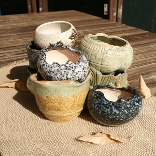 多肉小花盆异形陶瓷复古创意莲花圆形手绘个性窑变白瓷盆景盆透气