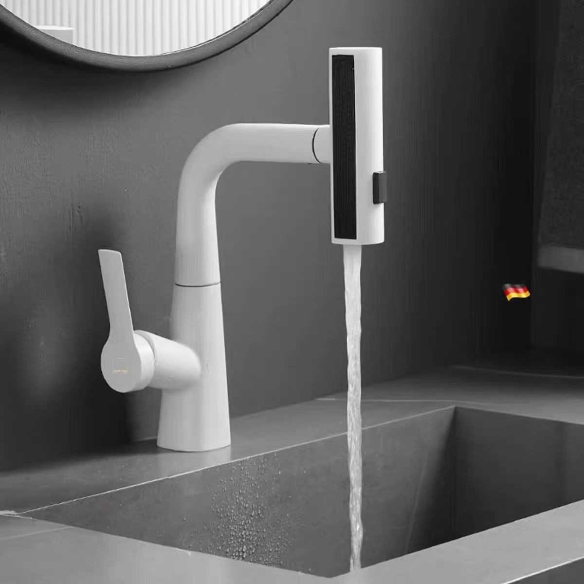 飞雨新款上市升降白色面盆抽拉龙头冷热水龙头台上盆洗脸盆水龙头