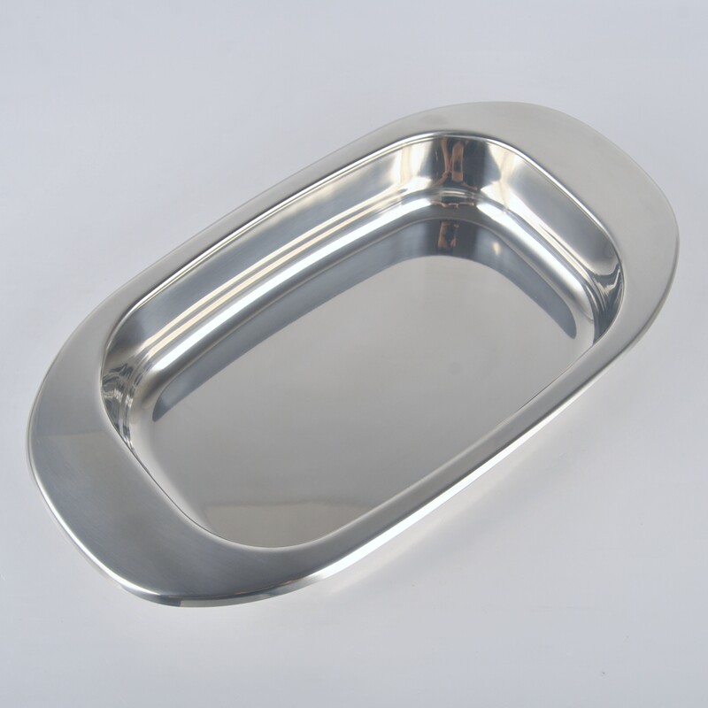 出口18/10不锈钢鱼盘加厚长方形盘子家用蒸盘可以加热盘子