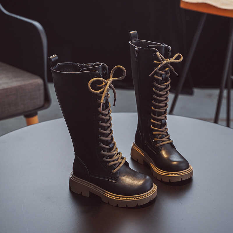 单靴加绒牛仔西部高筒小女孩冬季