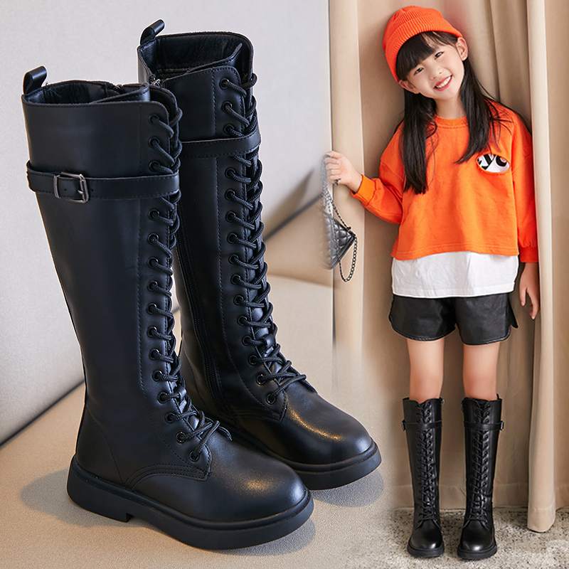 韩版时尚女童高筒马丁皮靴马丁靴