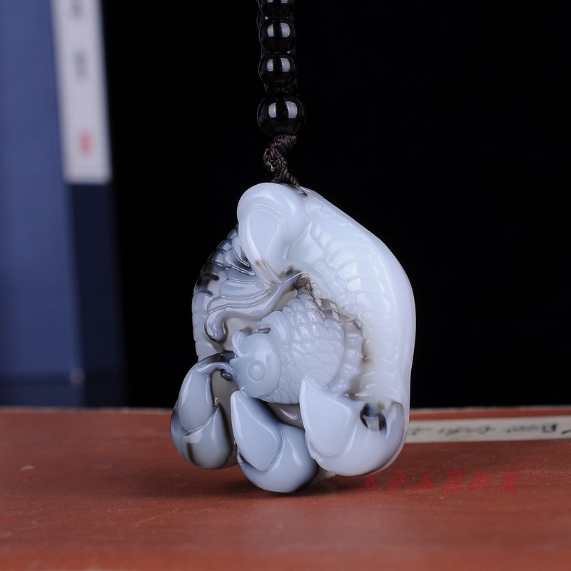 新疆和田玉籽料青花白玉鹰爪手把件男士把玩抓住机遇挂件玉吊坠