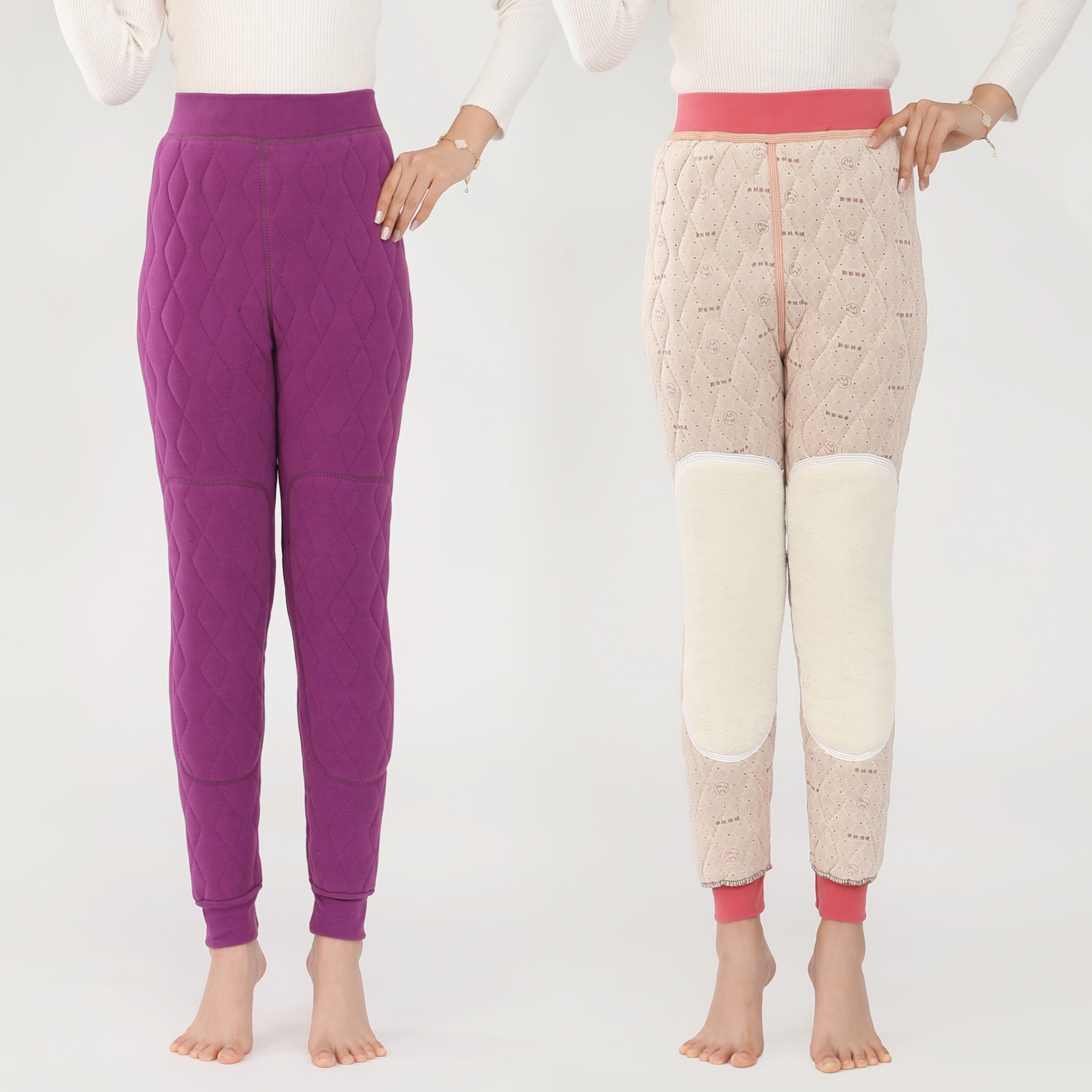 德绒护膝保暖裤女士冬季防寒护腰加绒加厚夹棉秋裤内穿打底裤棉裤