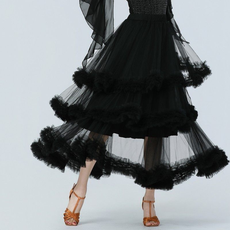 新款小瓶盖浪漫大三半身裙广场舞长裙国标摩登交谊舞点帕斯大摆裙