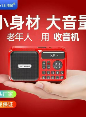 清悦S02插卡优盘蓝牙FM收音机录音耳机输出 锂电数码播放器小音响