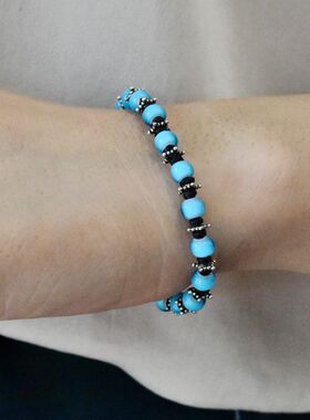 纯银复古非洲琉璃珠子编织手绳