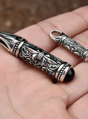 复古鸢尾花纹镶嵌光石泰银子弹头