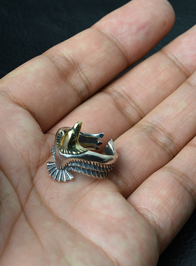 泰国立体雄鹰纯银情侣开口戒指