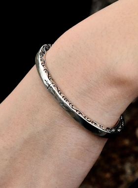 进口印第安女士925纯银复古手镯