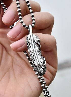 进口男女款925纯银细致羽毛吊坠