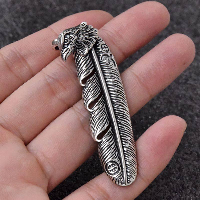 男士潮复古欧美印第安雄鹰羽毛泰银吊坠925纯银经典项链挂件配饰