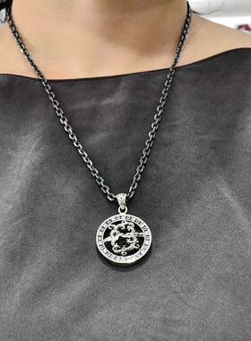 OV男女款925纯银浴火凤凰圆牌坠