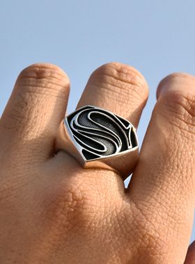 进口男士纯银朋克超人戒指