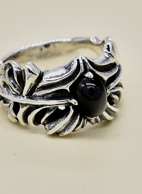 进口男士925纯银镶水晶雄鹰戒指