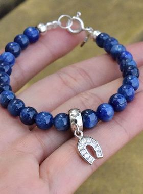 进口女士纯银马蹄铁坠水晶手链