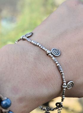 清迈手工女款925纯银复古手链