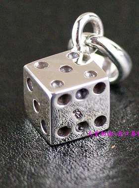 泰国实心纯银立方体微缩骰子吊坠