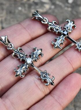 进口男女款925纯银镶钻十字架坠