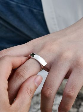 长条纯银朋克风戒指