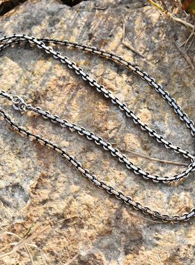 进口男女款925纯银扁圆环项链