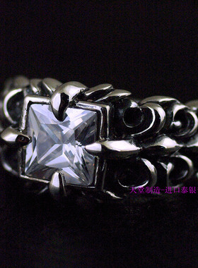 *泰国进口，四方戒面锚花花纹男款泰银戒指