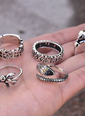 孤品925纯银女士复古星星开口