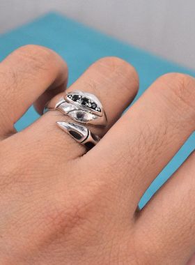 进口男女款925纯银镶钻异形戒指