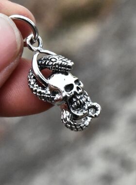 进口925纯银蛇与骷髅泰银坠子