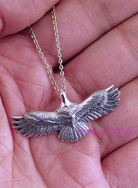 进口中性款925纯银展翅雄鹰吊坠