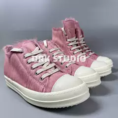D Brand LAOSHU 21Fw Main Line Pink Horsehair High-Top Shoes Pink Horsehair Low-Top Shoes Unisex Couple Shoes
