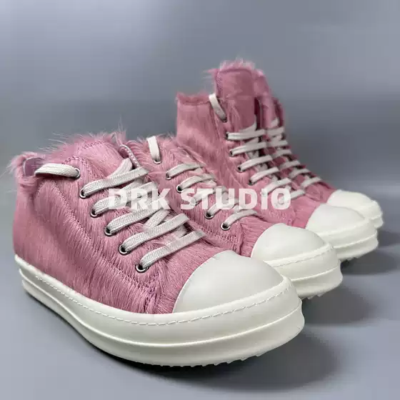 D Brand LAOSHU 21Fw Main Line Pink Horsehair High-Top Shoes Pink Horsehair Low-Top Shoes Unisex Couple Shoes