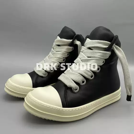 23 New Style Thick-Soled Platform Shoes with Thick Shoelaces, High-Top Fashion Sponge Thick-Soled Height-Increasing Sheepskin Trendy Men's Shoes