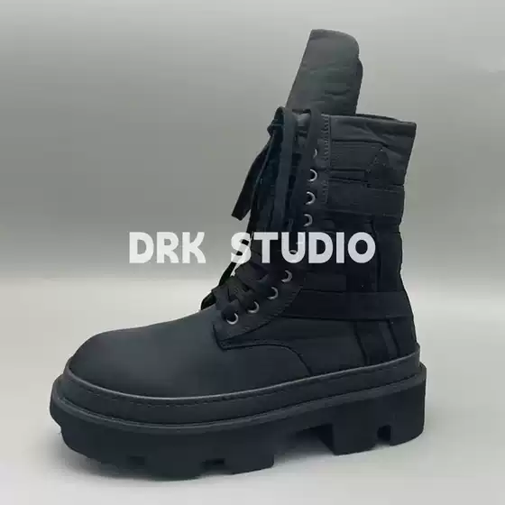 25 New Style Lace-Up High-Top Black Warrior Thick-Soled Dark Fashion Boots Men's Shoes Boots