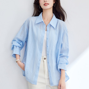 衬衫 气质通勤款 55122P69K110.4天蓝色衬衫 女夏季 新款 可风各长袖