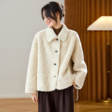 可风各羊羔毛外套510046P189K302.4翻领羊羔毛外套，女装短外套，可风各