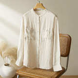 可风各汉麻衬衫58071P159K254.4汉麻长袖衬衫女装，女装衬衫，可风各