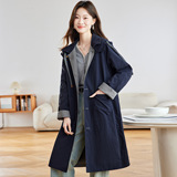 棉茧撞色连帽两面穿风衣外套女2025秋季新款简约百搭设计感上衣，女装风衣，可风各