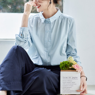女长袖 61013P86K172蓝色衬衫 衬衫 可风各长袖