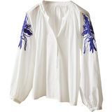 可风各长袖衬衫55117P79K126.4H版花卉钉珠刺绣衬衫，女装衬衫，可风各