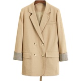 卡其色西装外套女高级设计感小众2025年新款春季韩版宽松休闲西服，商品下架区，可风各