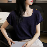 时尚百搭圆领短袖T恤女夏季新款修身显瘦纯色上衣，女装T恤，可风各