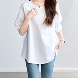 可风各T恤53078P79K126.4拼花边短袖风琴袖口T，女装T恤，可风各