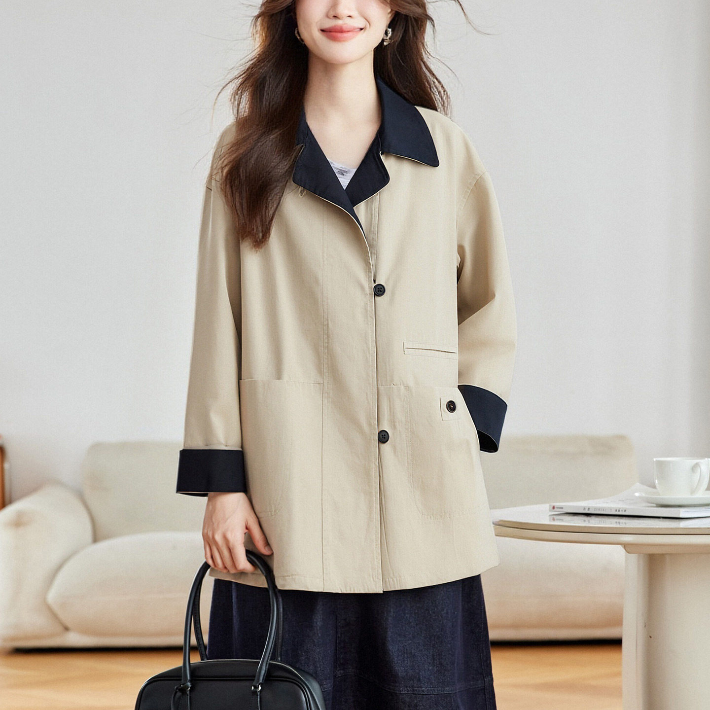 可风各风衣外套59071P179K286.4日系工装上衣2025秋装休闲外套,女装风衣,可风各